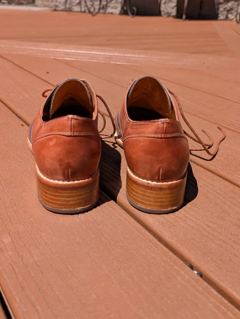 Chocolat Blu Brown and Blue Two-Tone Leather Flats